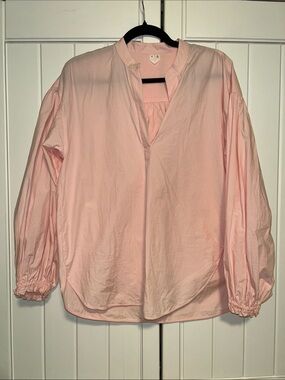 Arket Pale Pink V-Neck Peasant Blouse